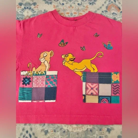 Disney The Lion King Simba Nala Butterfly Duel Pocket Shirt Youth Vintage